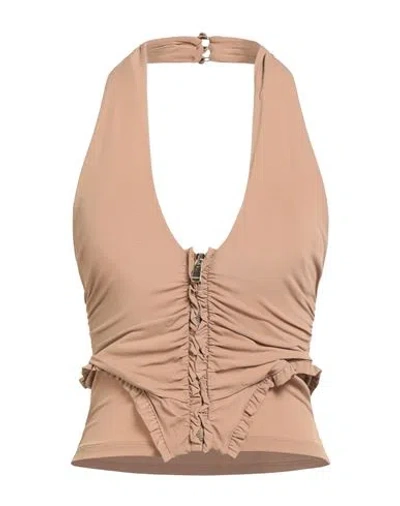 Pinko Woman Top Sand Size L Viscose, Elastane In Brown