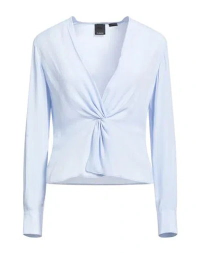 Pinko Woman Top Sky Blue Size 2 Acetate, Silk
