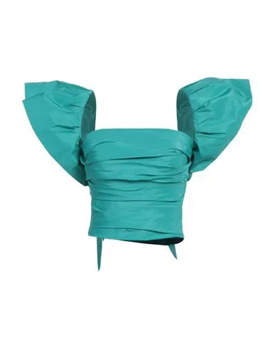 Pinko Woman Top Turquoise Size 2 Polyester In Blue