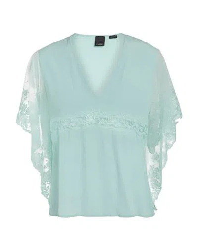 Pinko Woman Top Turquoise Size 4 Acetate, Silk, Polyester, Polyamide In Blue
