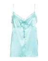 Pinko Woman Top Turquoise Size 8 Silk, Elastane, Polyester In Blue