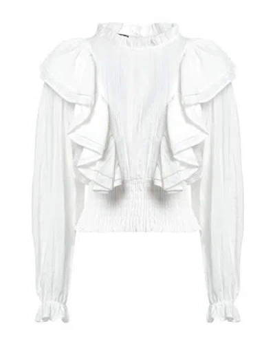 Pinko Woman Blouse White Size 2 Cotton