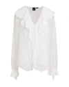 Pinko Ruffled V-neck Blouses Sheer Fabric In Pattern