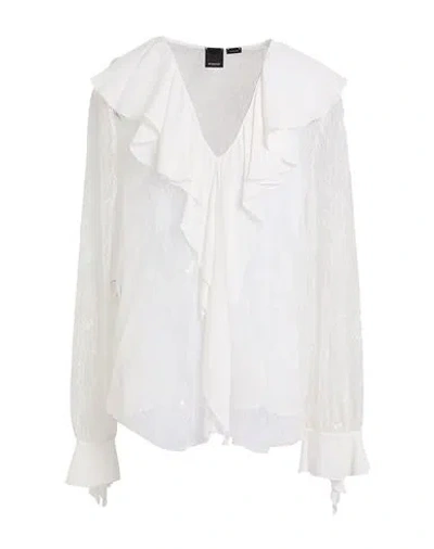 Pinko Ruffled V-neck Blouses Sheer Fabric In Pattern