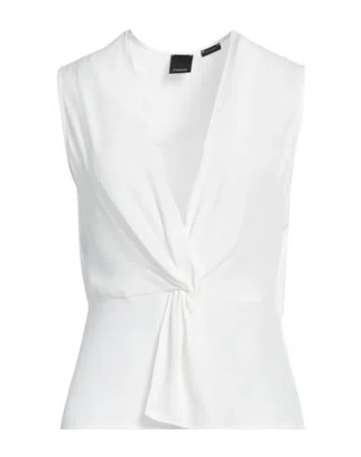 Pinko Woman Top White Size 4 Acetate, Silk