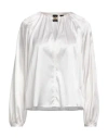 Pinko Woman Top White Size 6 Silk, Elastane