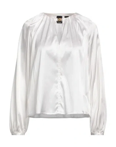 Pinko Woman Top White Size 6 Silk, Elastane