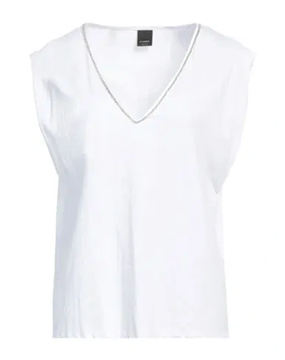 Pinko Woman Top White Size M Cotton, Glass, Steel, Brass, Polyester