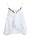Pinko Woman Top White Size S Cotton, Metal, Glass, Acrylic Resin In White
