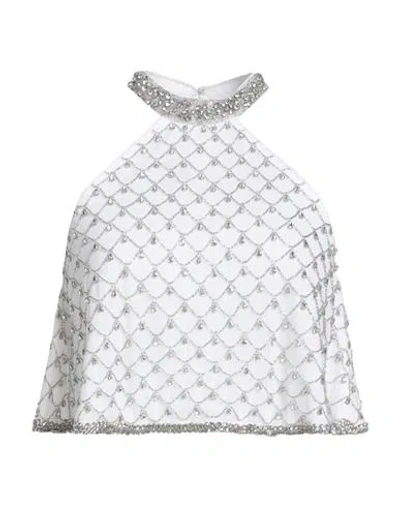 Pinko Woman Top White Size Xs Polyester, Acrylic, Glass, Metal