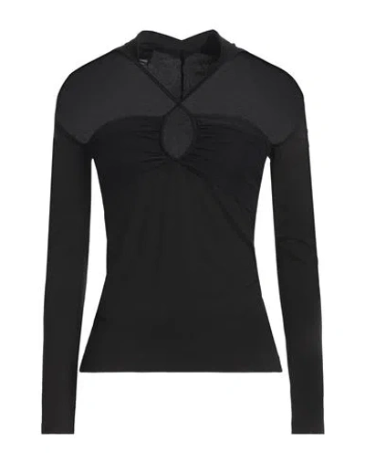 Pinko Woman T-shirt Black Size Onesize Viscose, Elastane, Polyamide