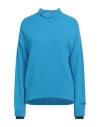 Pinko Woman Turtleneck Azure Size L Wool, Cashmere In Blue