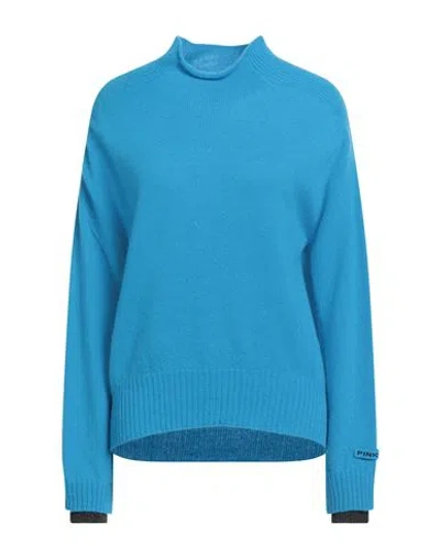 Pinko Woman Turtleneck Azure Size L Wool, Cashmere In Blue