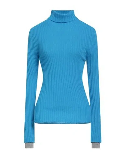 Pinko Woman Turtleneck Azure Size S Wool, Cashmere In Blue
