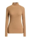 Pinko Woman Turtleneck Beige Size L Wool, Viscose, Polyamide, Cashmere In Brown