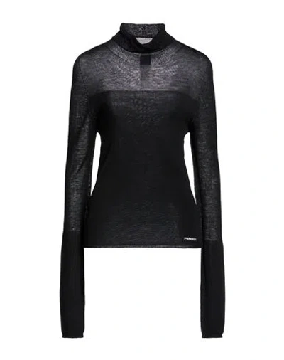 Pinko Woman Turtleneck Black Size M Wool In Blue