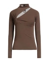 Pinko Woman Turtleneck Brown Size Xs Viscose, Polyamide, Cashmere, Elastane