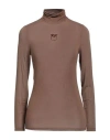 Pinko Woman Turtleneck Light Brown Size S Viscose, Polyamide, Cashmere, Elastane In Beige