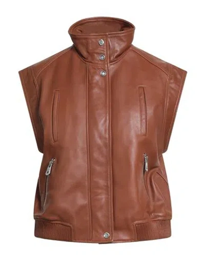 Pinko Woman Vest Brown Size S Sheepskin