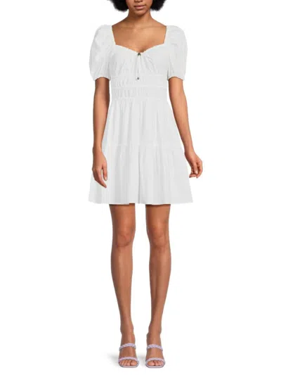 Pinko Women's Abriolas Puff Sleeve Mini Dress In Radiant White