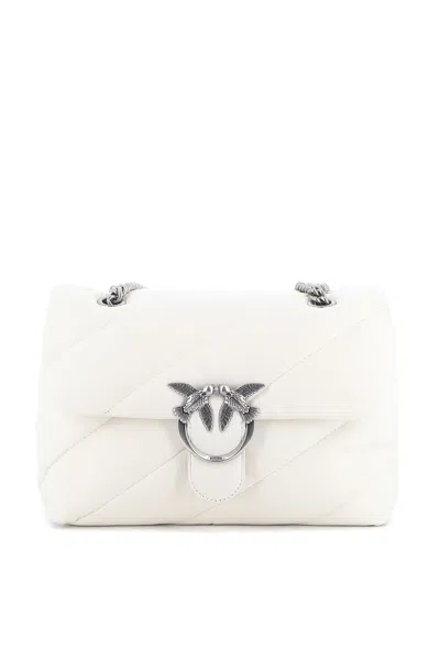 PINKO WOMEN'S BAG PINKO 100037A0F2 WHITE SILK/SILVER