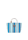 Pinko Medium Shopper Bag In Striped Canvas In Multi