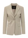 Pinko Beige Solid Notched Lapel Blazer In Nude