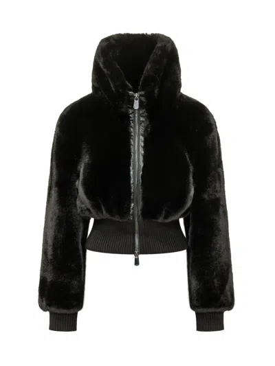 Pinko Black Solid Hood Sweatshirt