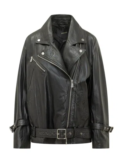 Pinko Black Solid Notched Lapel Jacket