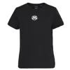 Pinko Women's Black T-shirt In Cotton Round Neck With White Printed Front Logo In Black