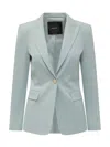 Pinko Blue Solid Notched Lapel Blazer In Blue