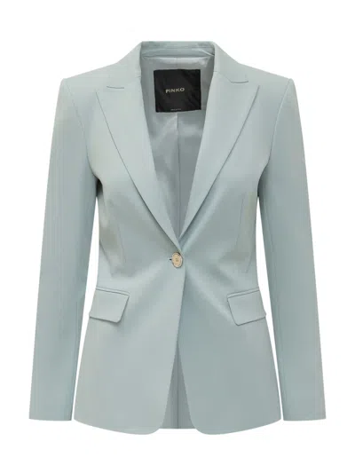 Pinko Blue Solid Notched Lapel Blazer
