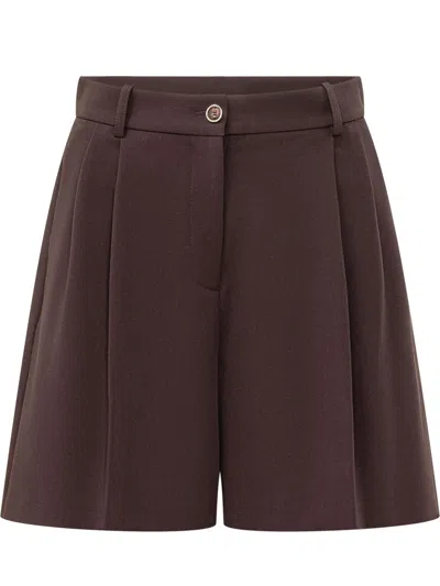 Pinko Brown Solid Shorts In Burgundy
