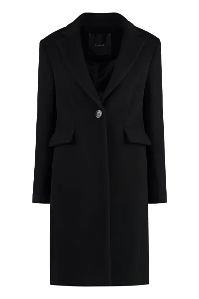 Pinko Cambogia Single-breasted Wool Coat In Black