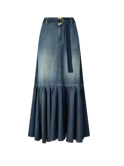 Pinko Women Casual Skirts  - Light Denim Skirt Guard - Denim In Blue