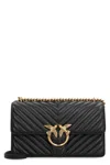 Pinko Quilted Love Mini Handbag With Bird Buckle And Sliding Chain Strap In Black