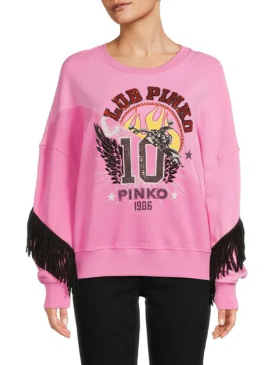Pinko Women's Club  Graphic Crewneck Sweatshirt
