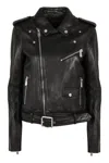 Pinko 'costa Rica' Black Biker Jacket In Leather Woman In Black