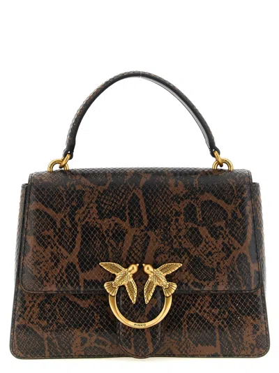 Pinko Women Dark Brown Love One Medium Satchel In Blue