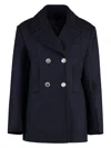 Pinko Double-breasted Wool Blend Caban In Blue
