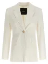 Pinko White Linen Viscose Elastane Jacket In Neutral