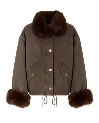 Pinko Women's Fur-trim Hooded Parka Jacket In Marrone - Caffe'
