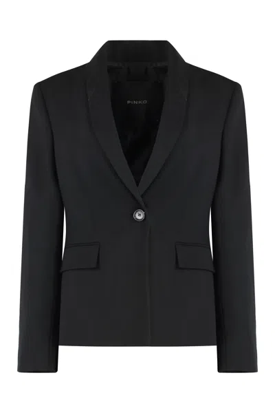 PINKO WOMEN'S SINGLE BREASTED WOOL TWILL BLAZER