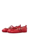 Pinko Nappa Leather Ballet Flats With Straps And Bow