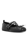 Pinko Nappa Leather Ballet Flats With Straps And Bow In Limo Black