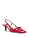 Pinko Patent Pointed-toe Slingback Pumps In Red