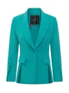 Pinko Green Solid Notched Lapel Blazer In Green