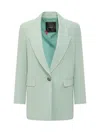 Pinko Green Solid Peak Lapel Blazer In Gray