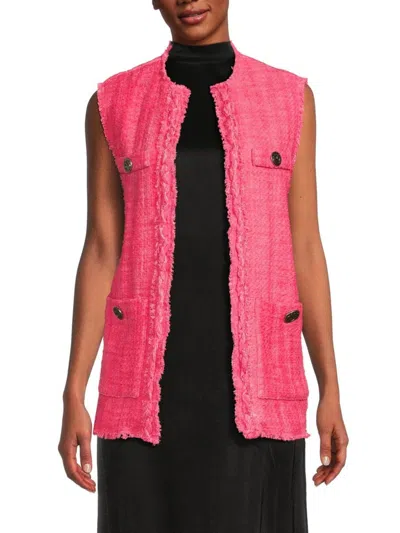 Pinko Women's Grottaglie Tweed Open Front Vest In Hot Pink