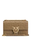 Pinko Love One Classic Leather Crossbody Bag In Piantagione,gold